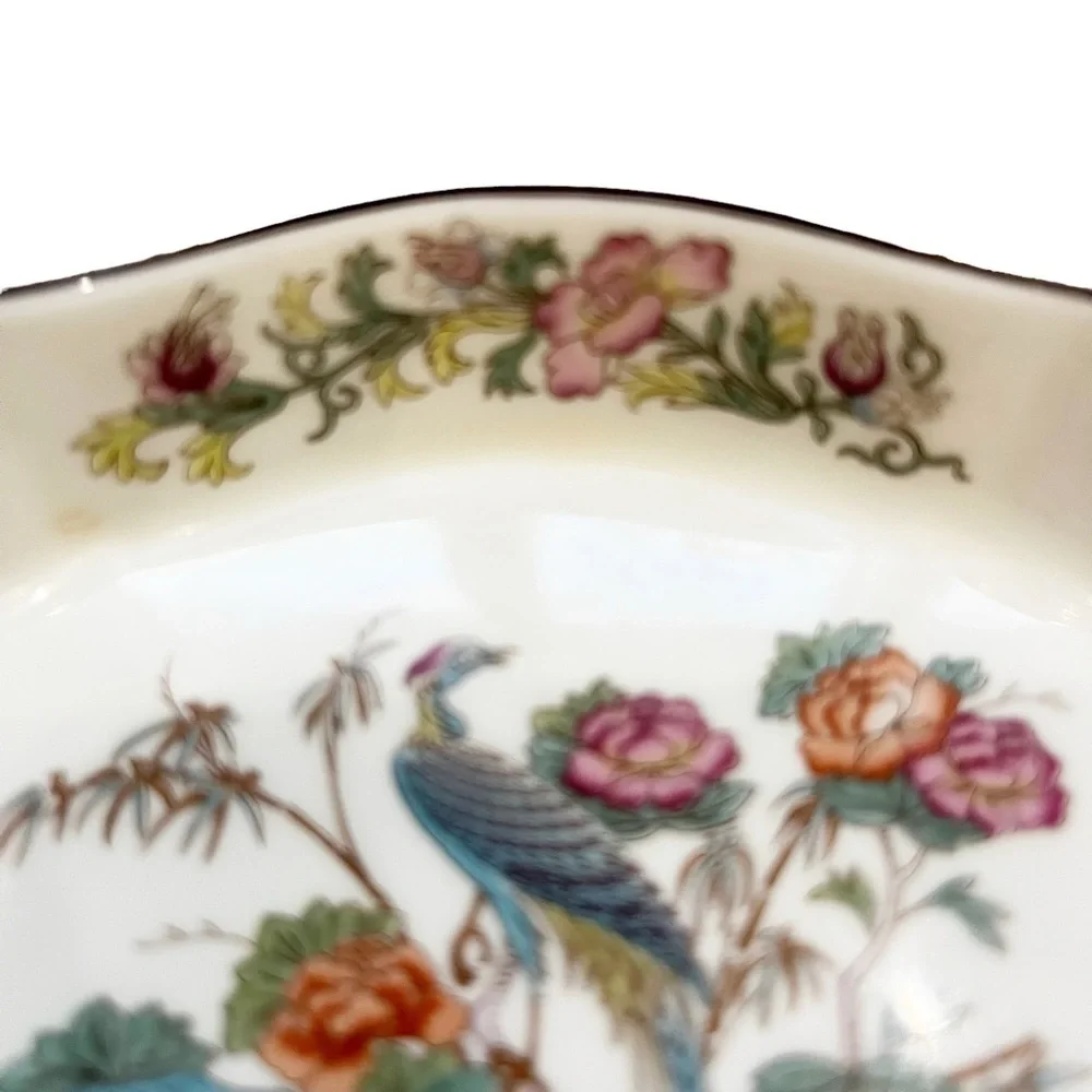 Vintage Wedgwood Kutani Crane Bone China Small Jewelry Trinket Dish White 5”x4”